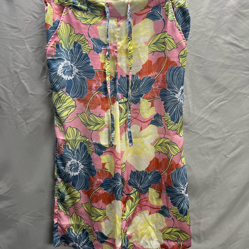 Rachel Zoe Multicolor Floral Capri Silky Wide Leg Lounge Pants Large